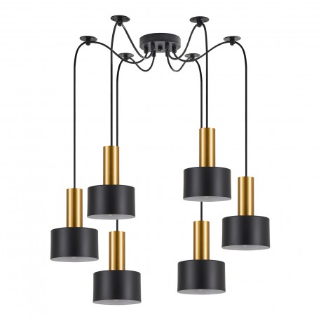 77-8632 SE21-GM-4-BL6-MS1 ADEPT TUBE Gold Matt Pendant Black Metal Shade