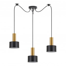 77-8633 SE21-GM-4-BL3-MS1 ADEPT TUBE Gold Matt Pendant Black Metal Shade