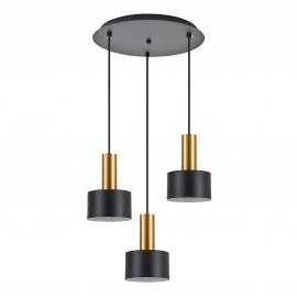77-8635 SE21-GM-4-3BL-MS1 ADEPT TUBE Gold Matt Pendant Black Metal Shade