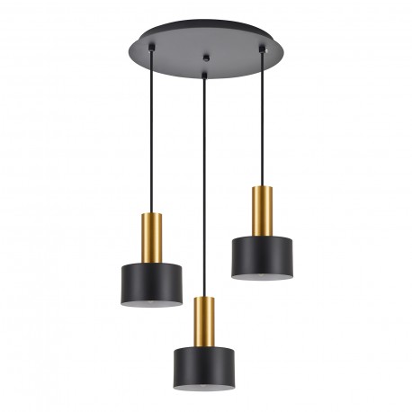 77-8635 SE21-GM-4-3BL-MS1 ADEPT TUBE Gold Matt Pendant Black Metal Shade