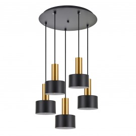 77-8636 SE21-GM-4-5BL-MS1 ADEPT TUBE Gold Matt Pendant Black Metal Shade