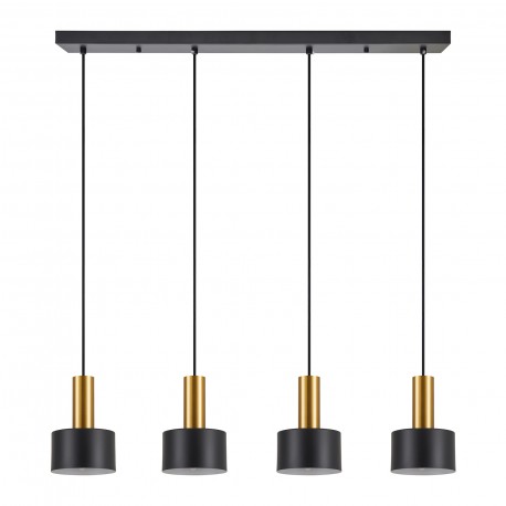 77-8637 SE21-GM-4-4BL-MS1 ADEPT TUBE Gold Matt Pendant Black Metal Shade
