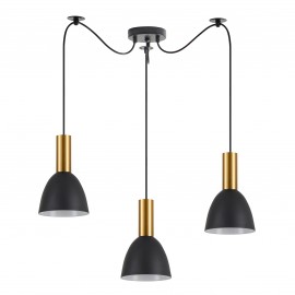 77-8640 SE21-GM-4-BL3-MS2 ADEPT TUBE Gold Matt Pendant Black Metal Shade