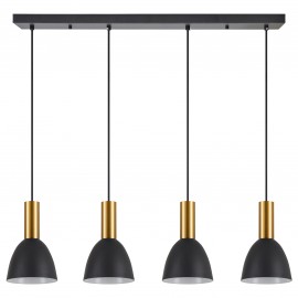 77-8644 SE21-GM-4-4BL-MS2 ADEPT TUBE Gold Matt Pendant Black Metal Shade