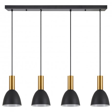 77-8644 SE21-GM-4-4BL-MS2 ADEPT TUBE Gold Matt Pendant Black Metal Shade