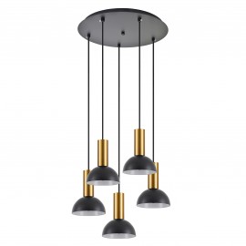 77-8650 SE21-GM-4-5BL-MS3 ADEPT TUBE Gold Matt Pendant Black Metal Shade