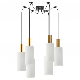 77-8653 SE21-GM-4-BL6-GL3 ADEPT TUBE Gold Matt Pendant White Glass