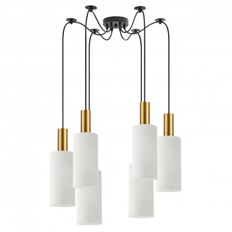 77-8653 SE21-GM-4-BL6-GL3 ADEPT TUBE Gold Matt Pendant White Glass