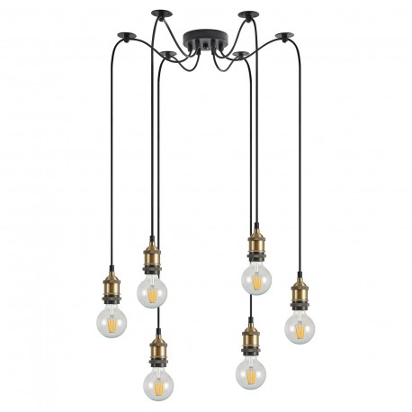 77-8689 SE21-BR-10-BL6 MAGNUM Bronze Metal Pendant with Black Fabric Cable