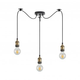 77-8690 SE21-BR-10-BL3 MAGNUM Bronze Metal Pendant with Black Fabric Cable