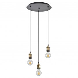 77-8692 SE21-BR-10-3BL MAGNUM Bronze Metal Pendant with Black Fabric Cable