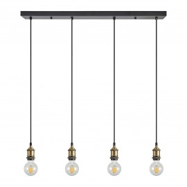 77-8694 SE21-BR-10-4BL MAGNUM Bronze Metal Pendant with Black Fabric Cable