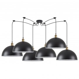77-8696 SE21-BR-10-BL6-MS40 MAGNUM Bronze Metal Pendant Black Shade with Black Fabric Cable