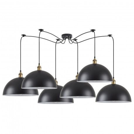 77-8696 SE21-BR-10-BL6-MS40 MAGNUM Bronze Metal Pendant Black Shade with Black Fabric Cable