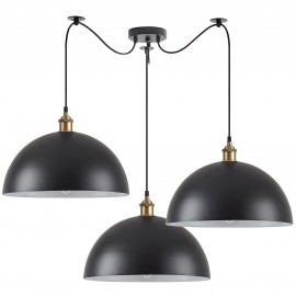 77-8697 SE21-BR-10-BL3-MS40 MAGNUM Bronze Metal Pendant Black Shade with Black Fabric Cable