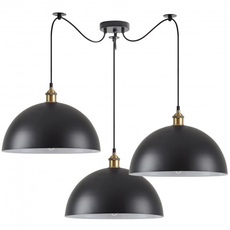 77-8697 SE21-BR-10-BL3-MS40 MAGNUM Bronze Metal Pendant Black Shade with Black Fabric Cable