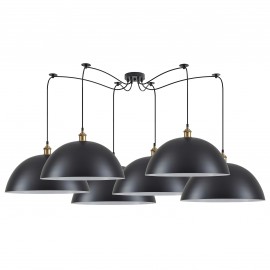 77-8700 SE21-BR-10-BL6-MS50 MAGNUM Bronze Metal Pendant Black Shade with Black Fabric Cable