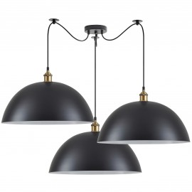 77-8701 SE21-BR-10-BL3-MS50 MAGNUM Bronze Metal Pendant Black Shade with Black Fabric Cable