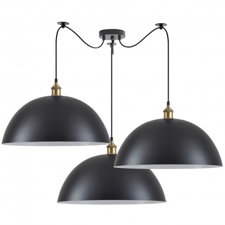 77-8701 SE21-BR-10-BL3-MS50 MAGNUM Bronze Metal Pendant Black Shade with Black Fabric Cable