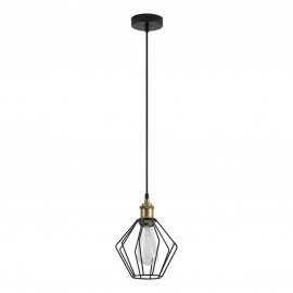 77-8703 SE21-BR-10-GR1 MAGNUM Bronze Metal Pendant Black Metal Grid with Black Fabric Cable