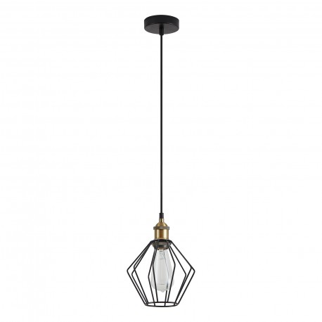 77-8703 SE21-BR-10-GR1 MAGNUM Bronze Metal Pendant Black Metal Grid with Black Fabric Cable