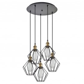 77-8708 SE21-BR-10-5BL-GR1 MAGNUM Bronze Metal Pendant Black Metal Grid with Black Fabric Cable