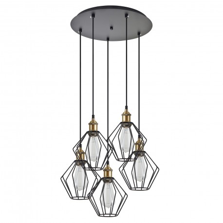 77-8708 SE21-BR-10-5BL-GR1 MAGNUM Bronze Metal Pendant Black Metal Grid with Black Fabric Cable