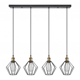 77-8709 SE21-BR-10-4BL-GR1 MAGNUM Bronze Metal Pendant Black Metal Grid with Black Fabric Cable