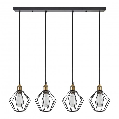 77-8709 SE21-BR-10-4BL-GR1 MAGNUM Bronze Metal Pendant Black Metal Grid with Black Fabric Cable