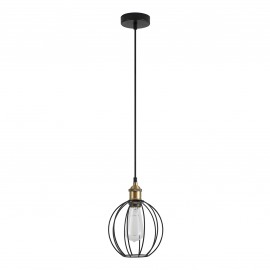 77-8710 SE21-BR-10-GR2 MAGNUM Bronze Metal Pendant Black Metal Grid with Black Fabric Cable