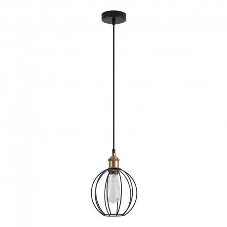 77-8710 SE21-BR-10-GR2 MAGNUM Bronze Metal Pendant Black Metal Grid with Black Fabric Cable