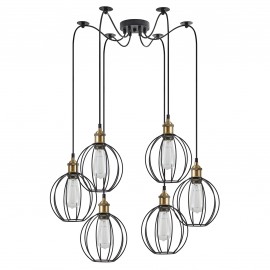 77-8711 SE21-BR-10-BL6-GR2 MAGNUM Bronze Metal Pendant Black Metal Grid with Black Fabric Cable