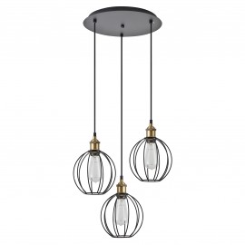 77-8714 SE21-BR-10-3BL-GR2 MAGNUM Bronze Metal Pendant Black Metal Grid with Black Fabric Cable