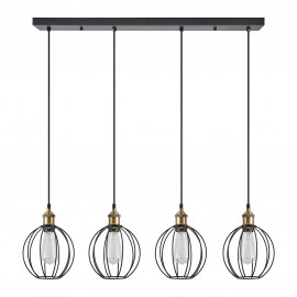 77-8716 SE21-BR-10-4BL-GR2 MAGNUM Bronze Metal Pendant Black Metal Grid with Black Fabric Cable