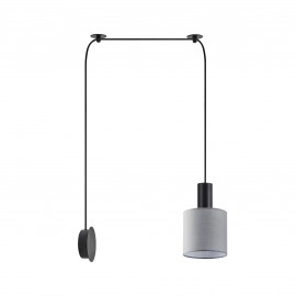 77-8811 SE21-BL-4-NM1W-SH2 ADEPT TUBE Black Matt Wall Lamp Gray Fabric Shade
