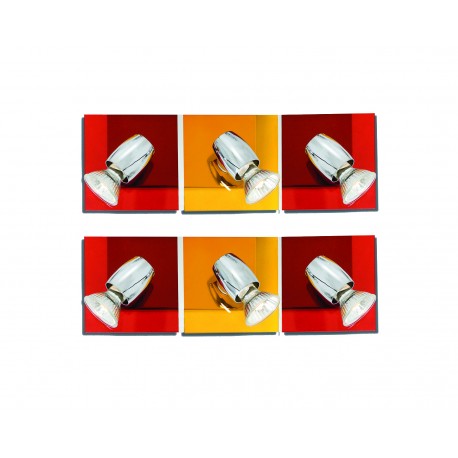 77-8863 GU1094J-3B (x2) Colours Spot Packet Chrome metal rotating spot with decorative red and yellow g