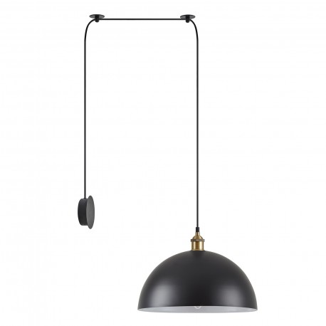 77-8884 SE21-BR-10-BL1W-MS40 MAGNUM Bronze Metal Wall Lamp with Black Fabric Cable and Metal Shade