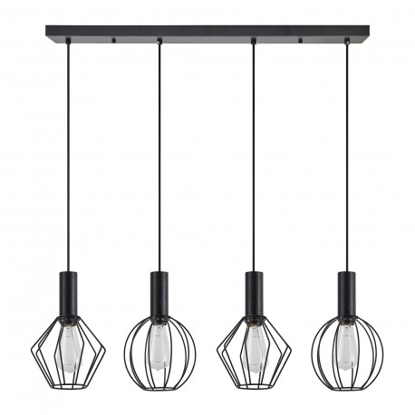 77-8907 SE21-BL-4-4BL-GR12 ADEPT FLEX Black Pendant Black Metal Grid