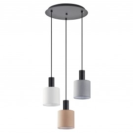 77-8915 SE21-BL-4-3BL-SH123 ADEPT FLEX Black Pendant White, Grey, Brown Fabric Shade
