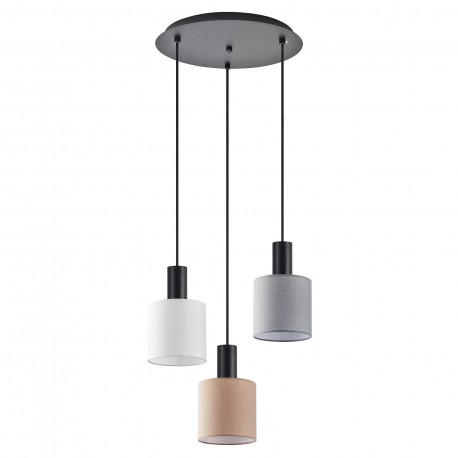 77-8915 SE21-BL-4-3BL-SH123 ADEPT FLEX Black Pendant White, Grey, Brown Fabric Shade