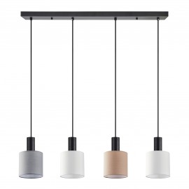 77-8917 SE21-BL-4-4BL-SH123 ADEPT FLEX Black Pendant White, Grey, Brown Fabric Shade