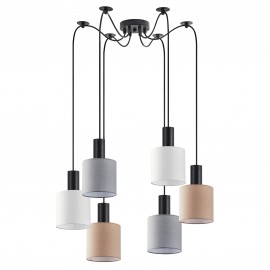 77-8918 SE21-BL-4-BL6-SH12 ADEPT FLEX Black Pendant White, Grey, Brown Fabric Shade