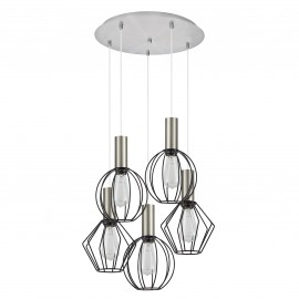 77-8921 SE21-NM-4-5BL-GR12 ADEPT FLEX Nickel Matt Pendant Black Metal Grid