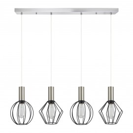 77-8922 SE21-NM-4-4BL-GR12 ADEPT FLEX Nickel Matt Pendant Black Metal Grid