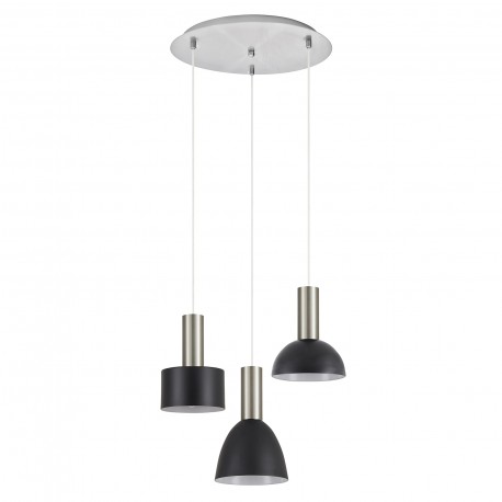 77-8925 SE21-NM-4-3BL-MS123 ADEPT FLEX Nickel Matt Pendant Black Metal Shade