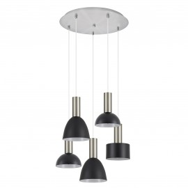 77-8926 SE21-NM-4-5BL-MS123 ADEPT FLEX Nickel Matt Pendant Black Metal Shade