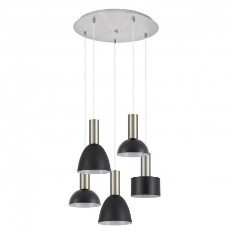77-8926 SE21-NM-4-5BL-MS123 ADEPT FLEX Nickel Matt Pendant Black Metal Shade