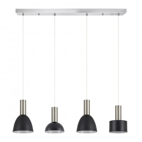 77-8927 SE21-NM-4-4BL-MS123 ADEPT FLEX Nickel Matt Pendant Black Metal Shade