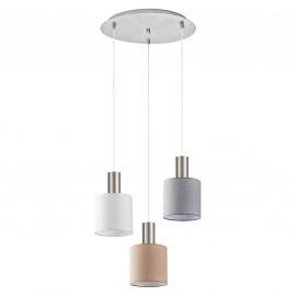 77-8930 SE21-NM-4-3BL-SH123 ADEPT FLEX Nickel Matt Pendant White, Grey, Brown Fabric Shade