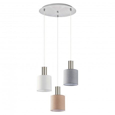 77-8930 SE21-NM-4-3BL-SH123 ADEPT FLEX Nickel Matt Pendant White, Grey, Brown Fabric Shade